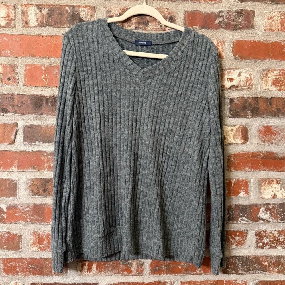 S19 - Green/Gray V-Neck Sweater